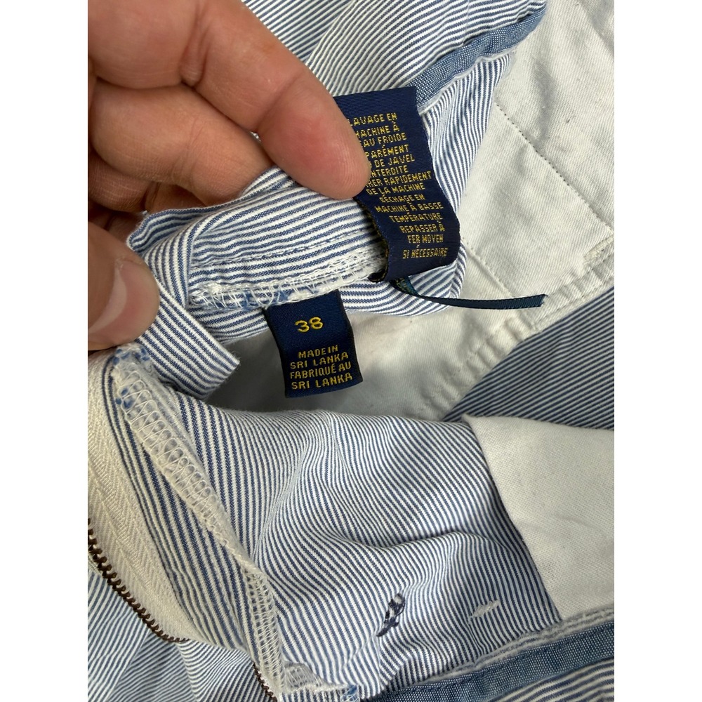 Polo Ralph Lauren Mens 38 Seersucker Shorts Blue White Striped Embroidered Pony - Picture 7 of 11